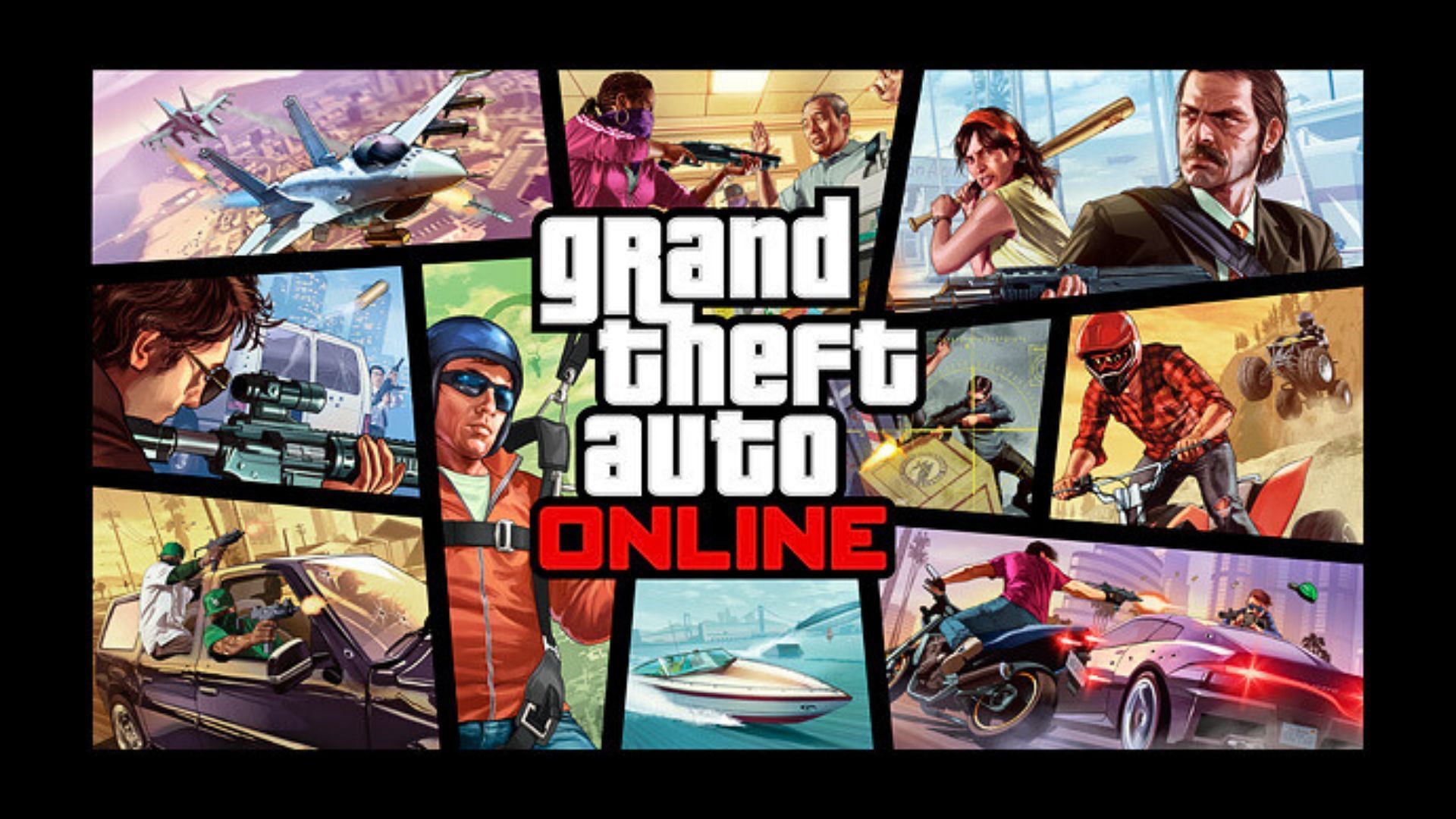 Grand Theft Auto Online&#039;s official cover artwork (Image via Rockstar Games)