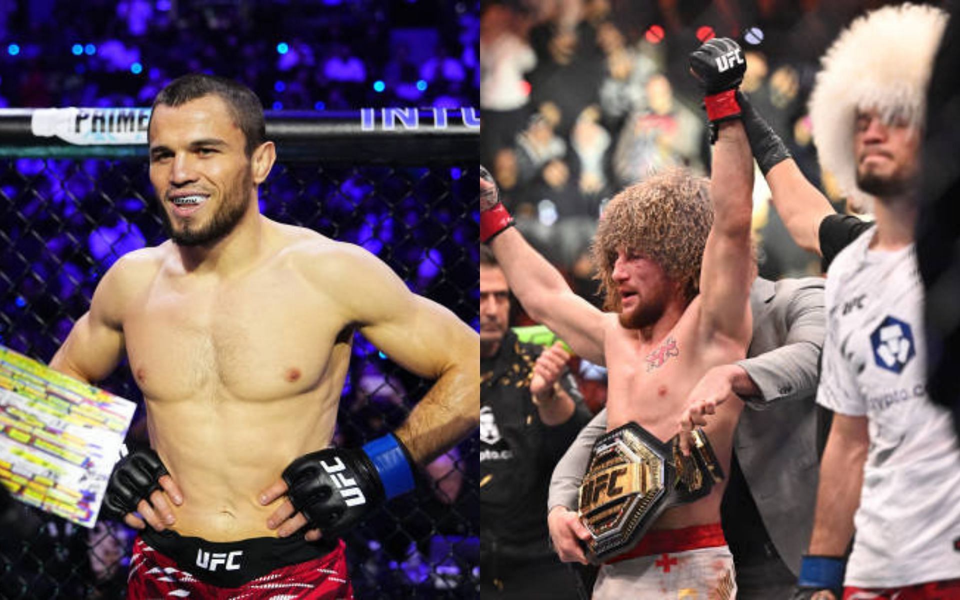 Umar Nurmagomedov (left) shares statement following his loss to Merab Dvalishvili (right) [Image credits: Getty Images]