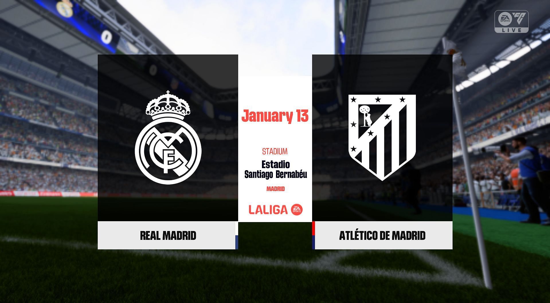 Madrid Derby about to take place on Santiago Bernabeu (Image via EA Sports)