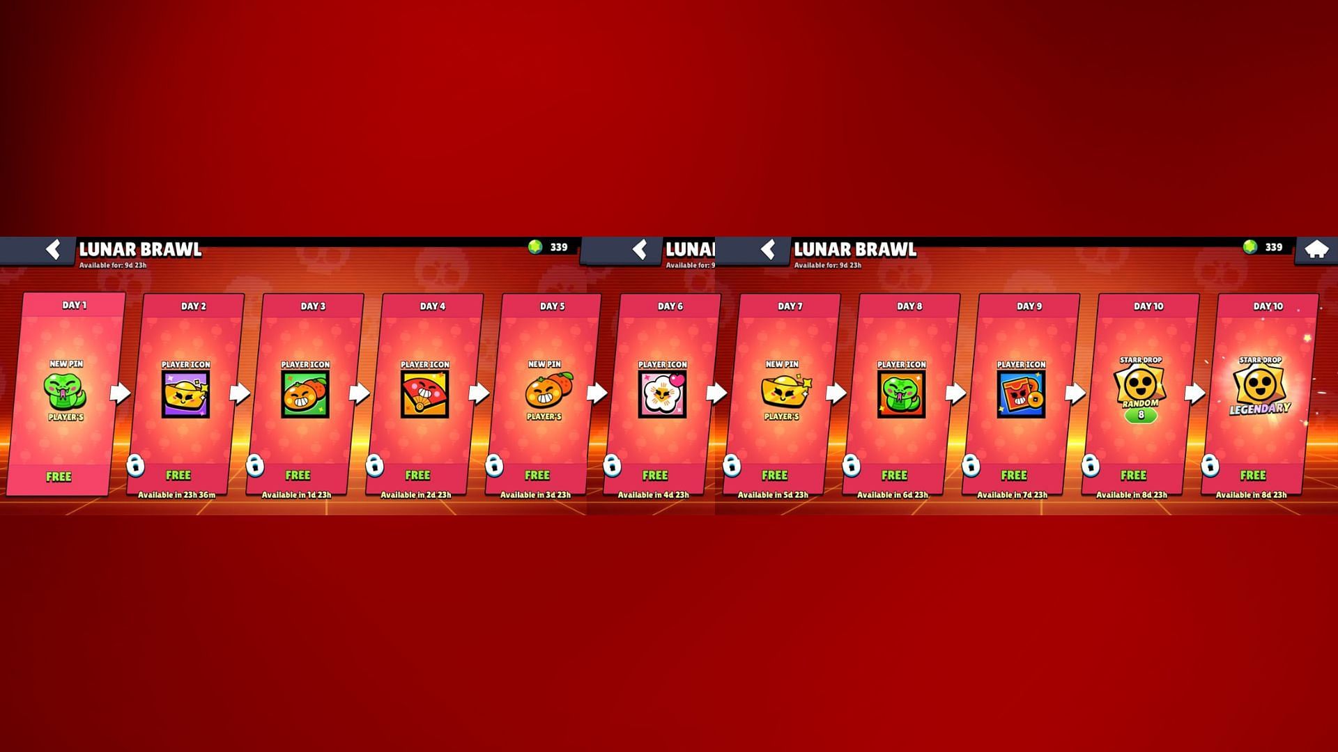 All Brawl Stars Lunar New Year free rewards (Image via Supercell)