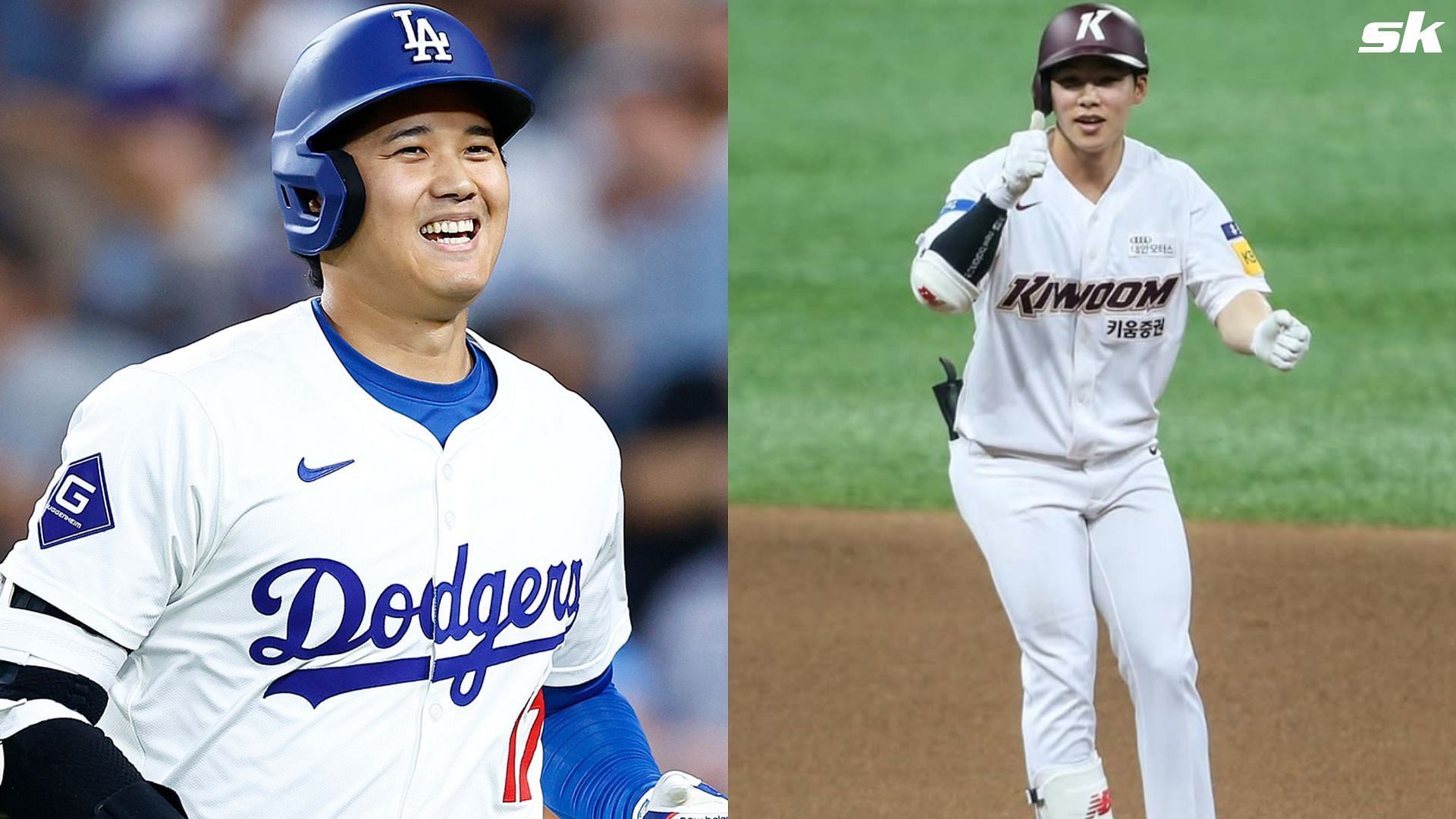 Shohei Ohtani reacts to Kim Hyeseong signing with the Dodgers (Image Source: MLB.com and Instagram/ @kimhs.3)