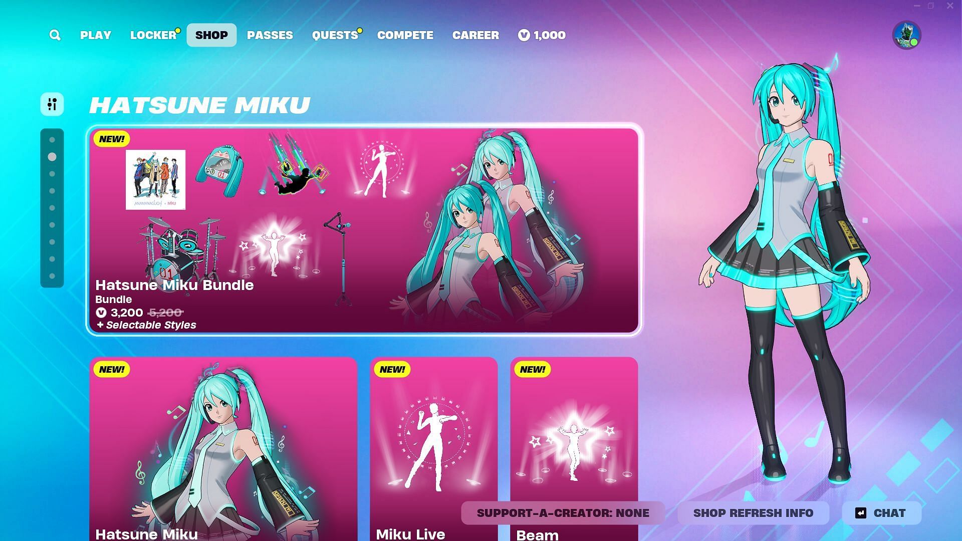 You can now purchase the Hatsune Miku skin in Fortnite (Image via Epic Games)