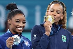 Simone Biles and Rebecca Andrade steal the show in all black outfits in NYC as they reunite after the Paris Olympics