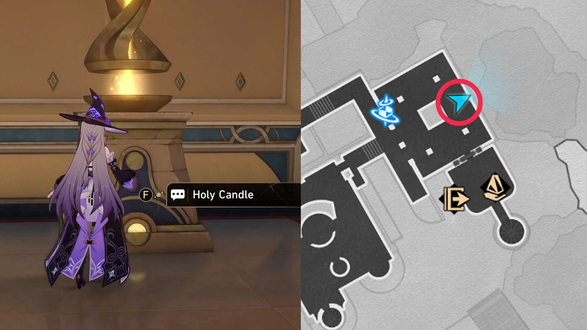 Location of Holy Candle #1 (Image via HoYoverse)