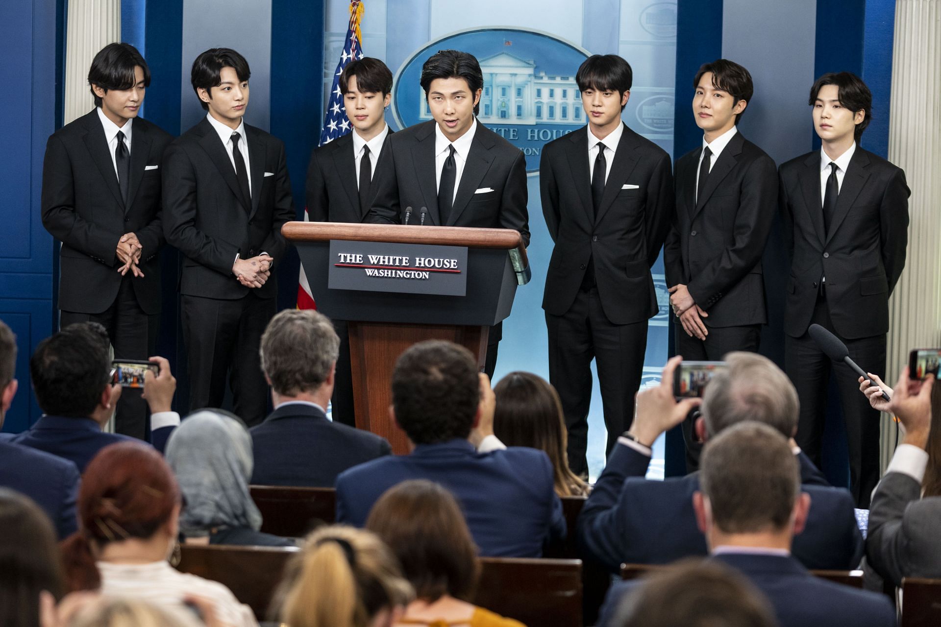 K-Pop Group BTS Joins White House Press Secretary Jean-Pierre At Daily Briefing - Source: Getty