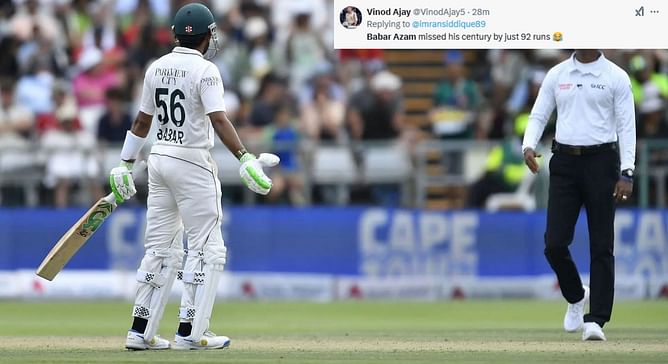 "Missed his century by just 92 runs" - Fans react sarcastically as Babar Azam departs cheaply in PAK vs WI 1st Test