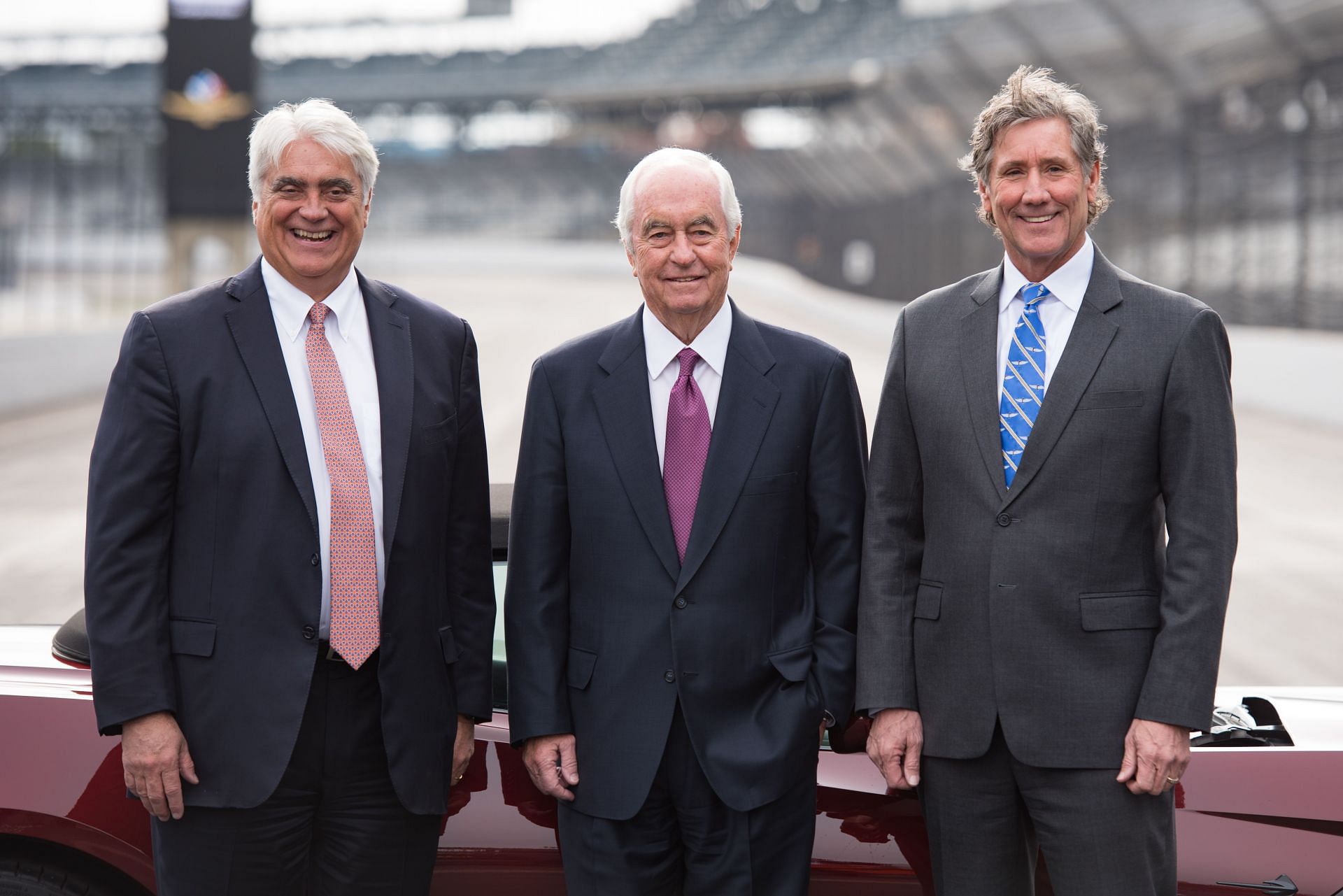 (L-R)Mark Miles, Roger Penske, and Tony George during the Yard of Bricks - Source: Getty