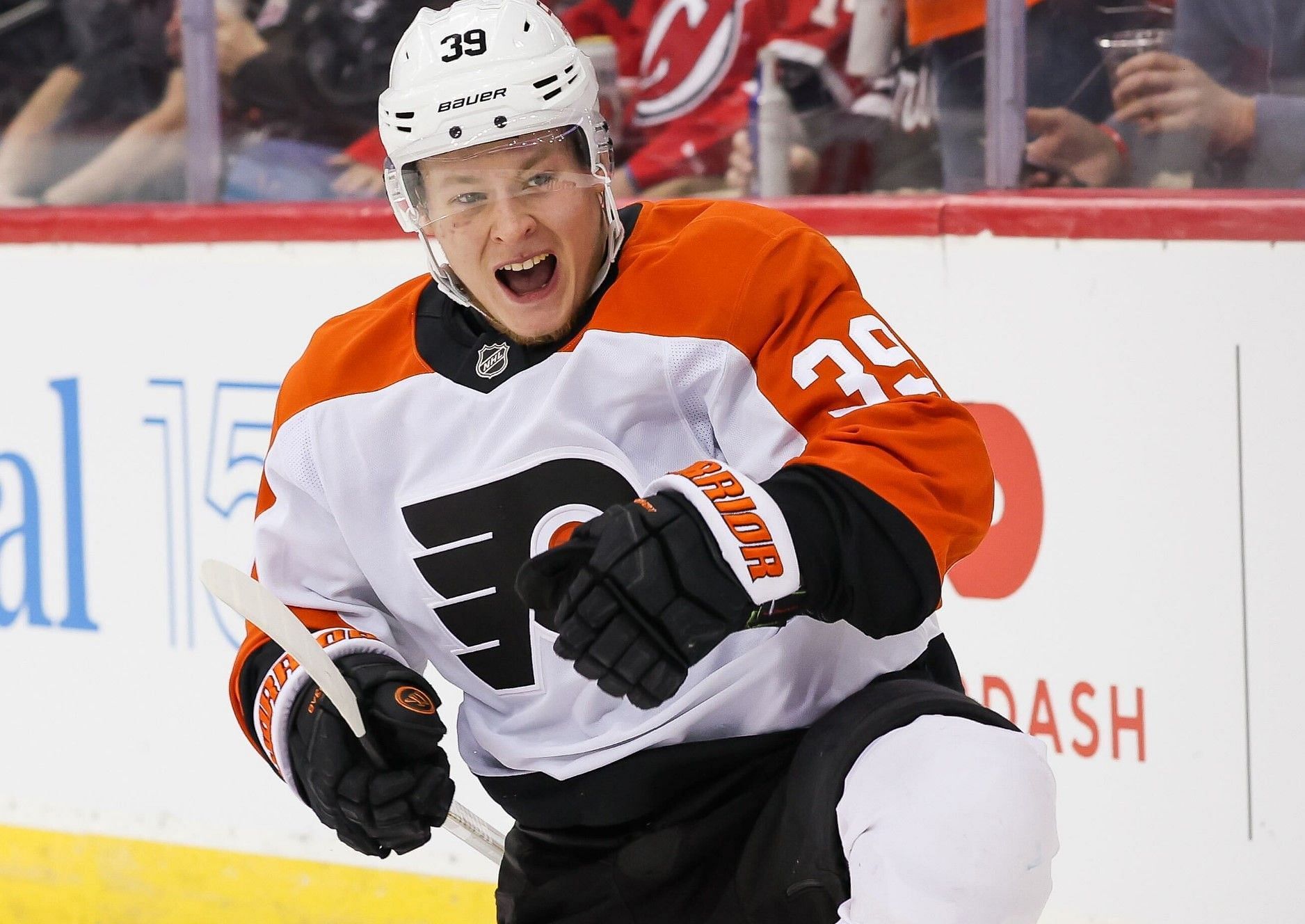 Matvei Michkov celebrates a goal against New Jersey: X @NHLFlyers