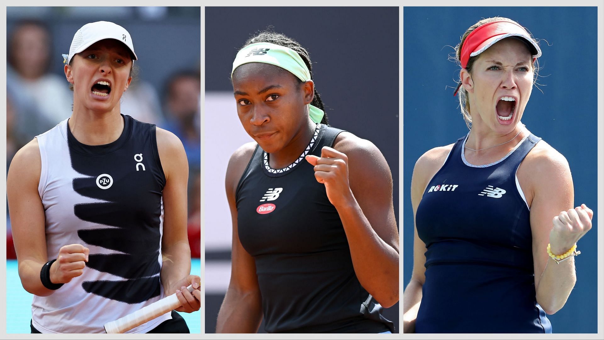 From L-R: Iga Swiatek, Coco Gauff, Danielle Collins. (Photos: Getty)