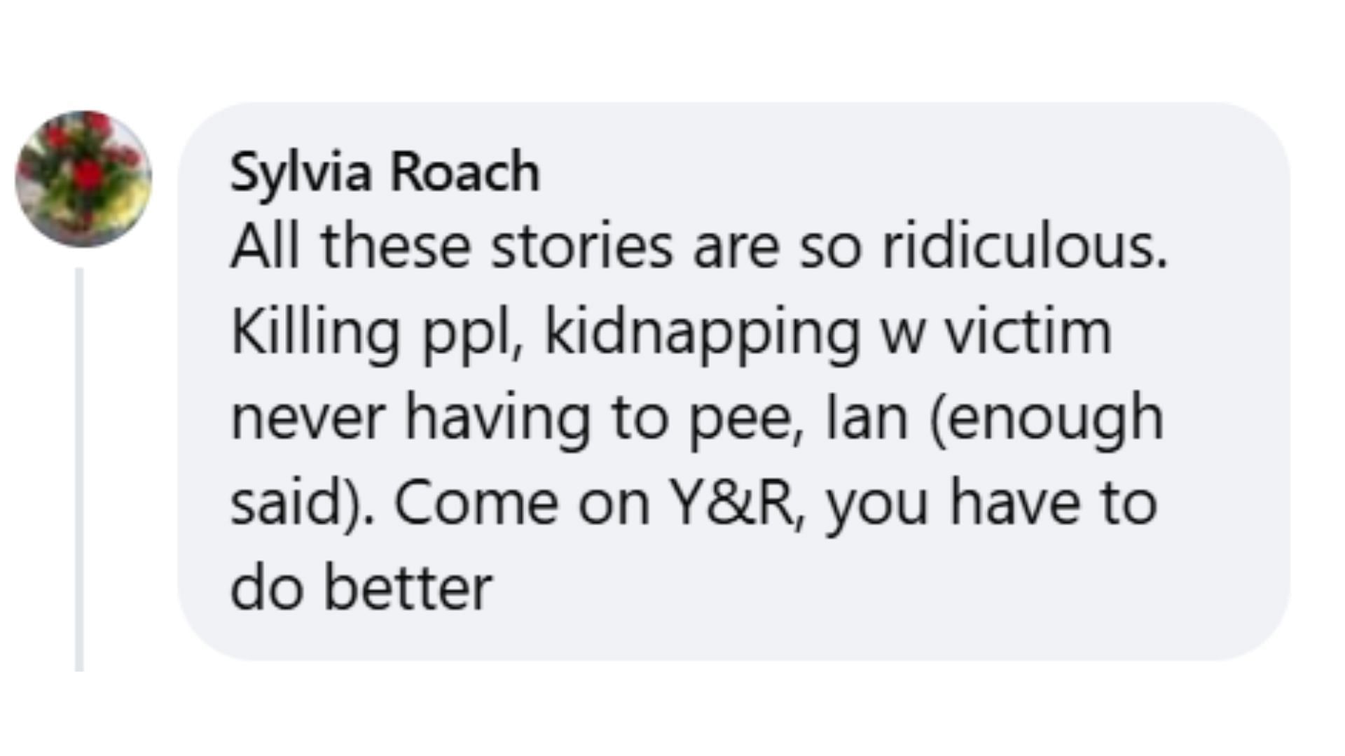 A fan comment about the Jordan-Ian-Victor story arc (Image via Facebook/The Young and the Restless)