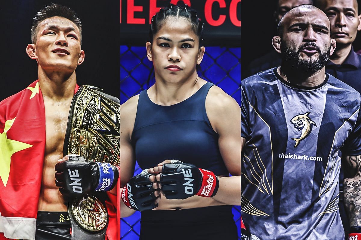 From left to right: Tang Kai, Denice Zamboanga, John Lineker | Image by ONE Championship