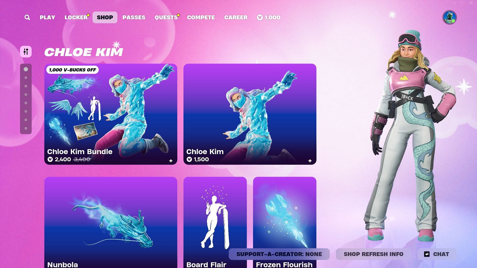 You can now purchase the Chloe Kim skin in Fortnite (Image via Epic Games)