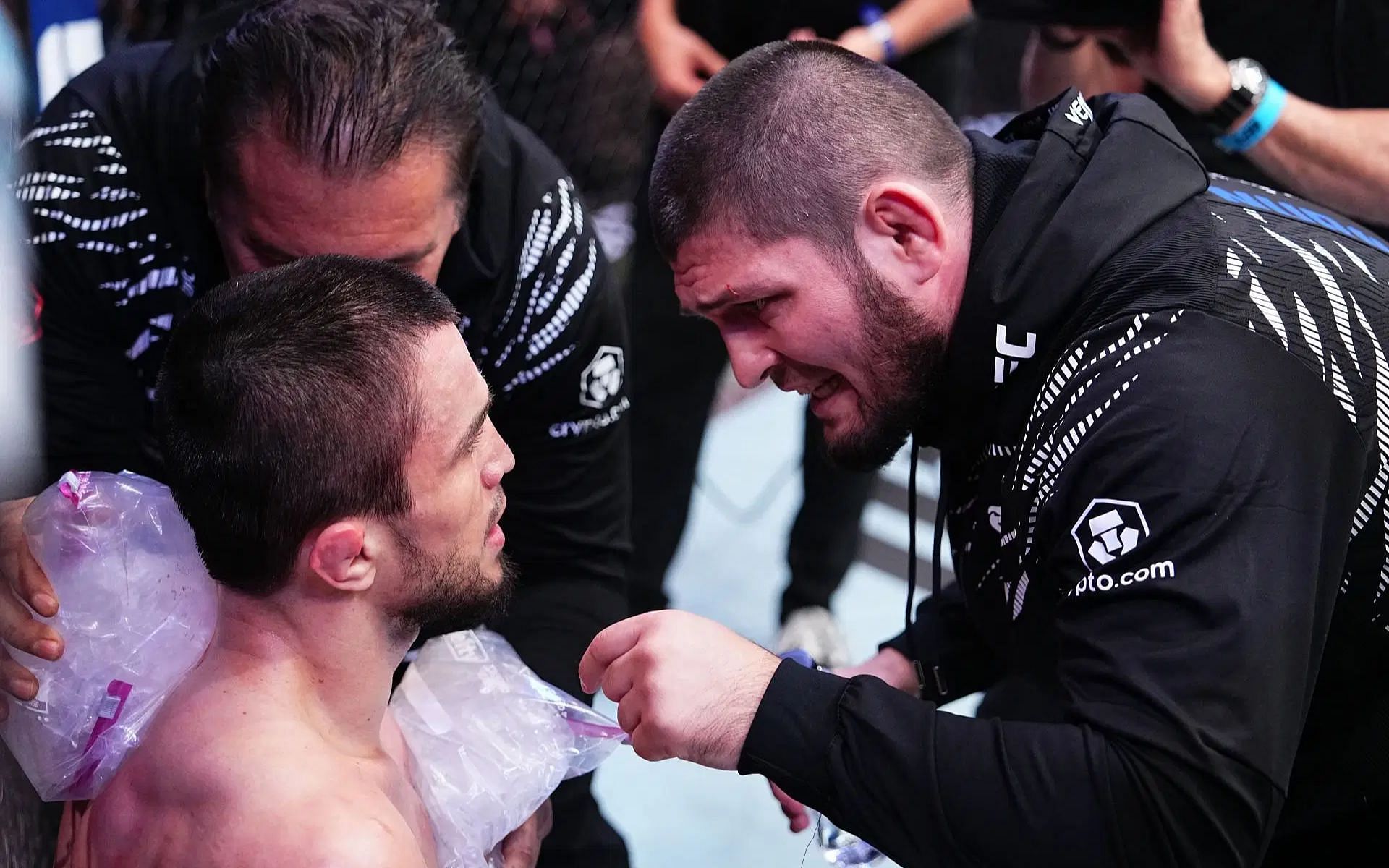 Javier Mendez (top left) reveals Umar Nurmagomedov (bottom left) did not say his hand was broken during UFC 311 clash [Image courtesy: Getty Images]