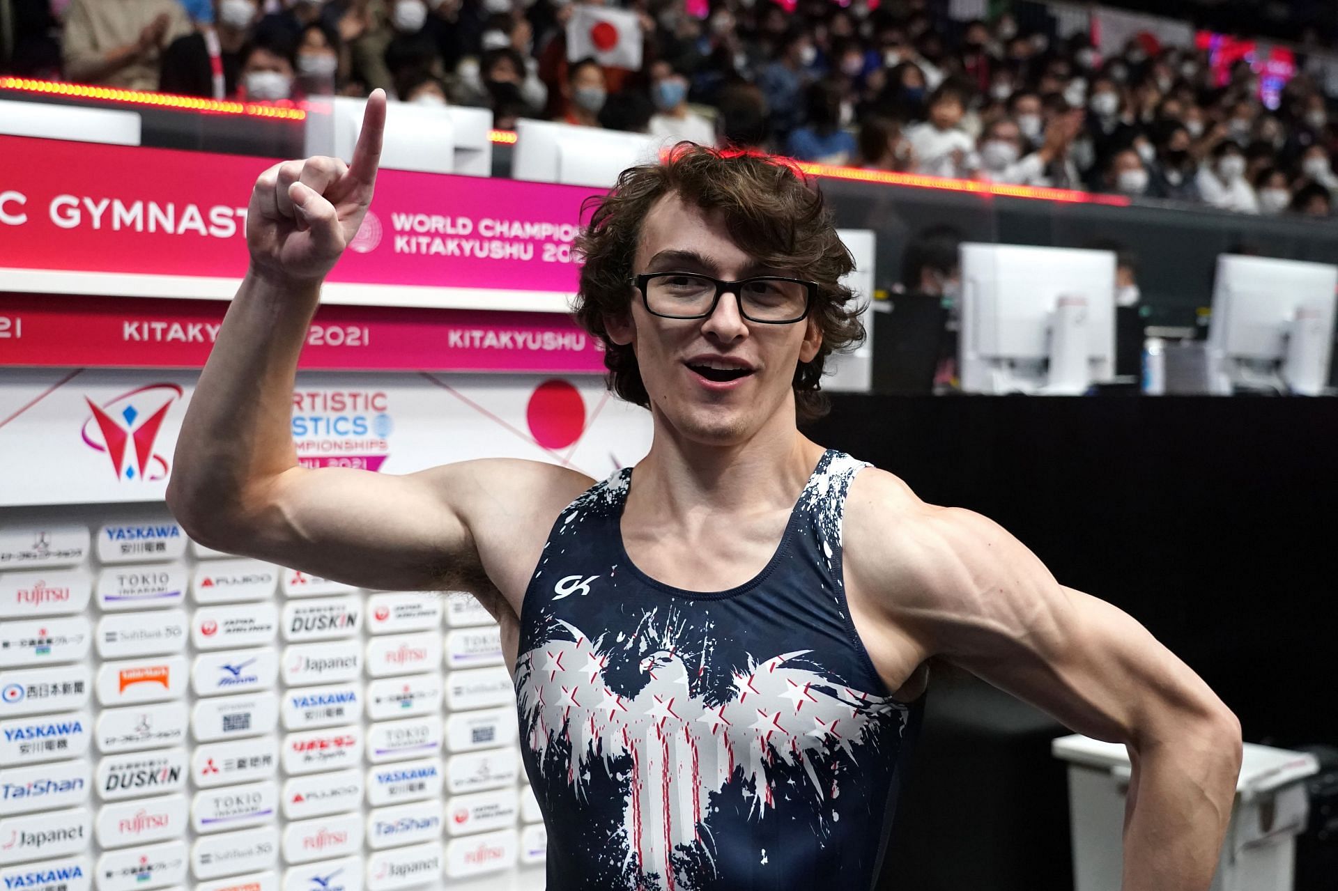 Stephen Nedoroscik after competing in the pommel horse finals during the sixth day of the Artistic Gymnastics Championships 2019 (Image via: Getty Images)