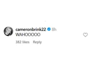 Cameron Brink's comment on Instagram
