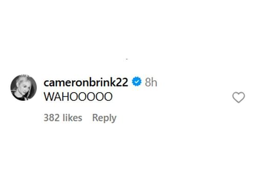 Cameron Brink's comment on Instagram