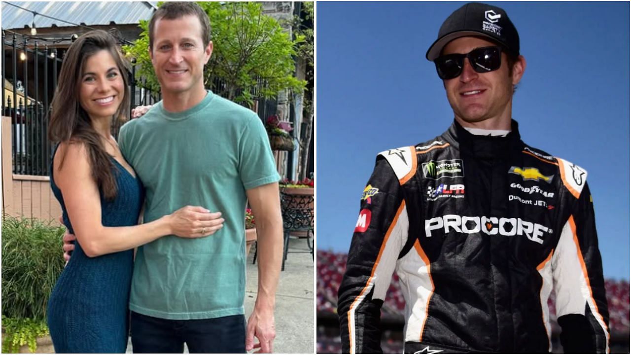 NASCAR driver Kasey Kahne with partner Amy Long. (Image source - Getty and Instagram/@kaseykahne)