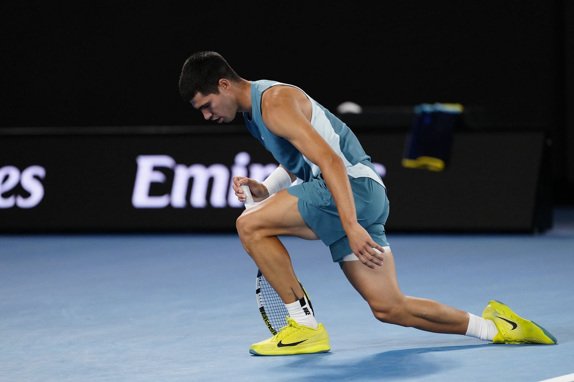 Carlos Alcaraz after losing a point against Novak Djokovic in the quarterfinals - Source: Getty