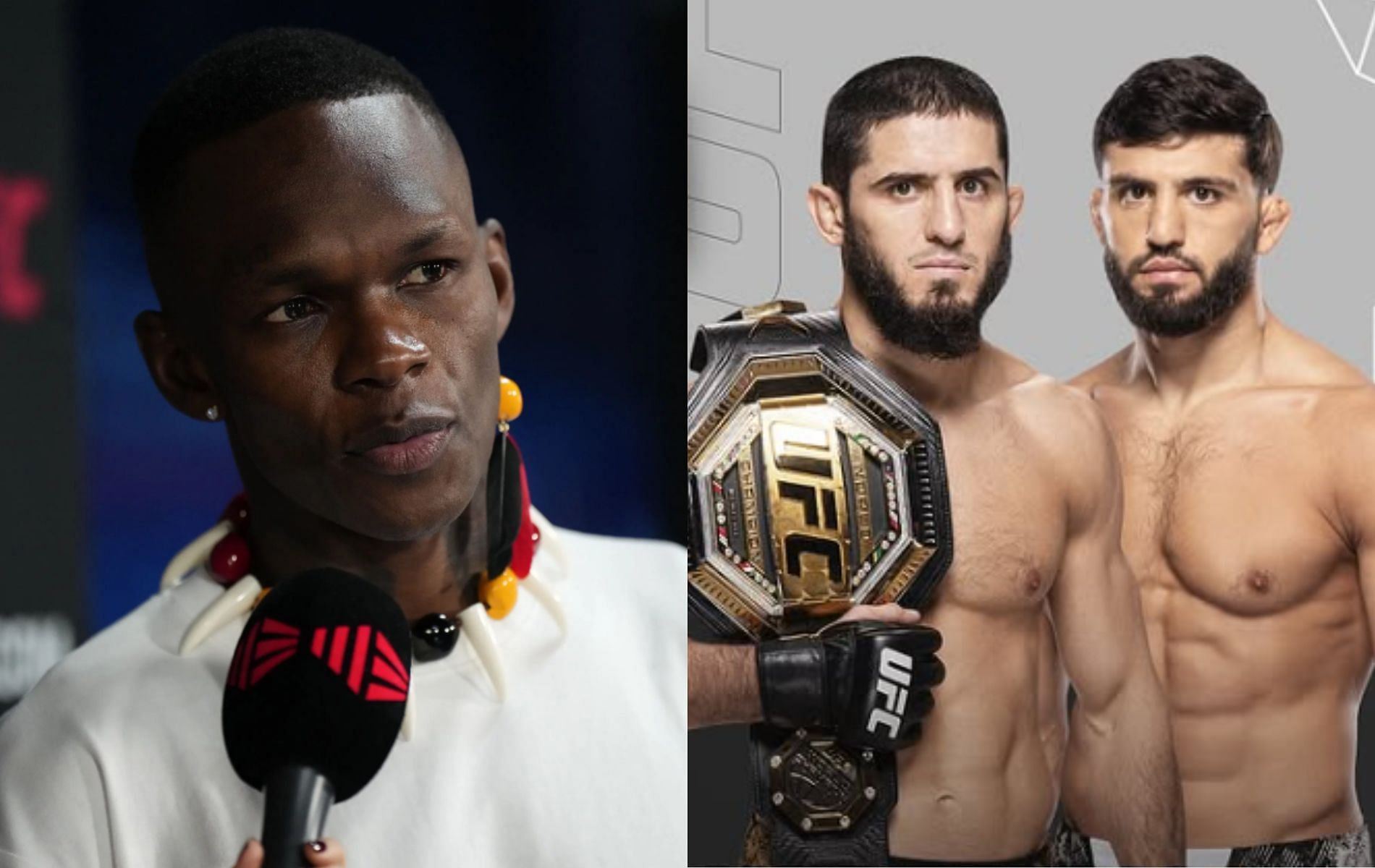 Israel Adesanya predicts how the UFC 311 main event between Islam Makhachev and Arman Tsarukyan will play out. [Image Courtyesy: Getty Images, @ufcnewsalerts on Instagram