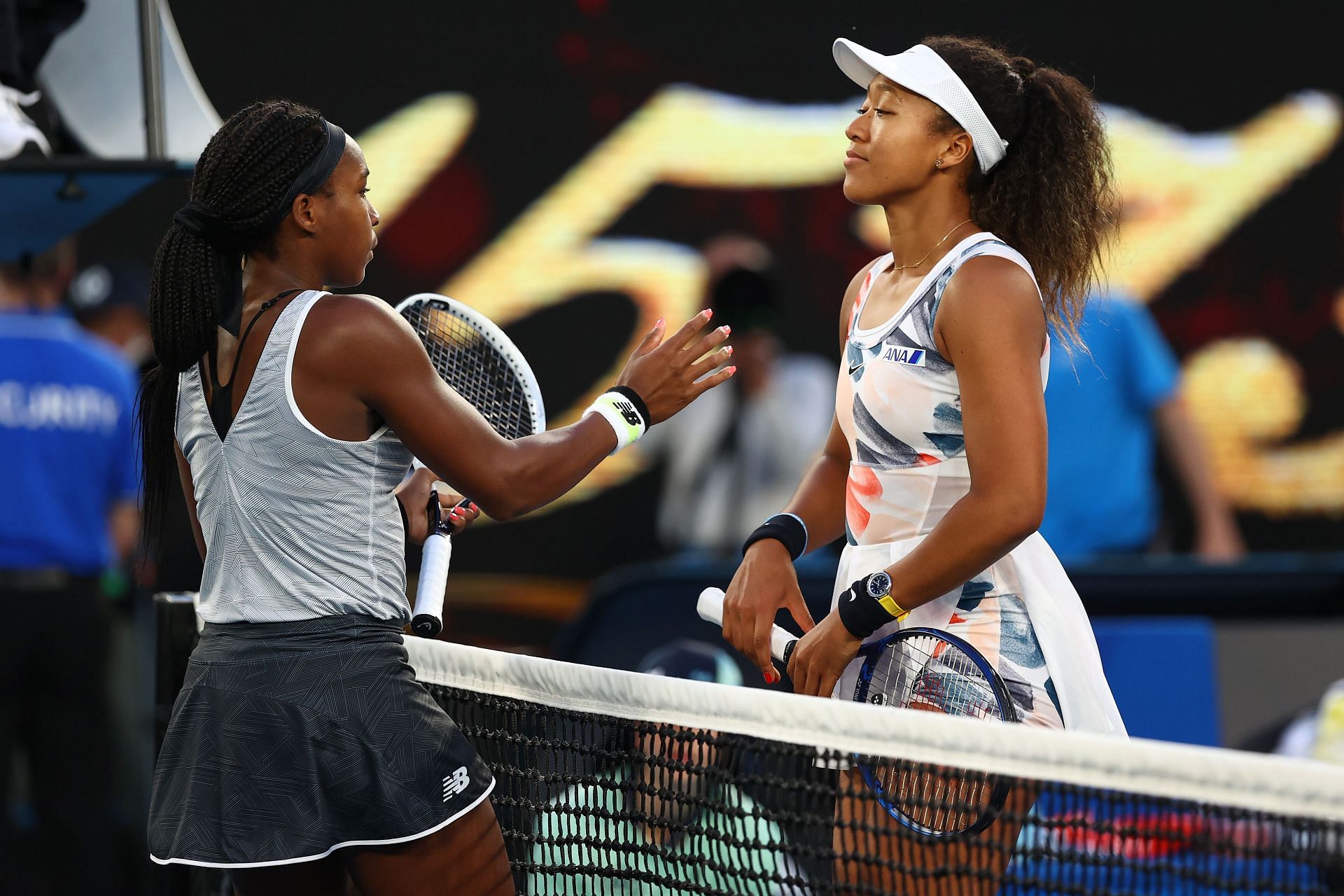 Coco Gauff and Naomi Osaka at the Australian Open 2020. (Photo: Getty)