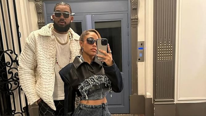 Karl-Anthony Towns GF Jordyn Woods shows love to bonding with Simone Biles during Knicks vs Thunder courtside moment