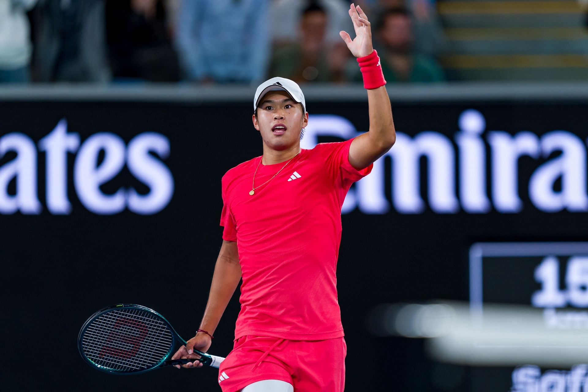 Learner Tien of the United States celebrates a point in the Men&#039;s Singles Second Round match against Daniil Medvedev during day five of the 2025 Australian Open at Melbourne Park on January 16, 2025 in Melbourne, - Source: Getty