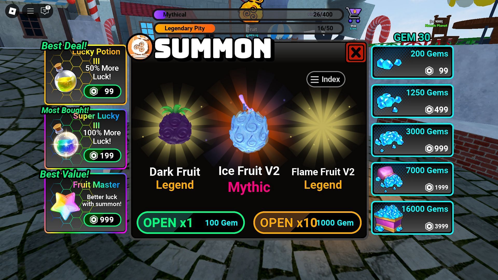 Use codes to buy new fruits (Image via Roblox)