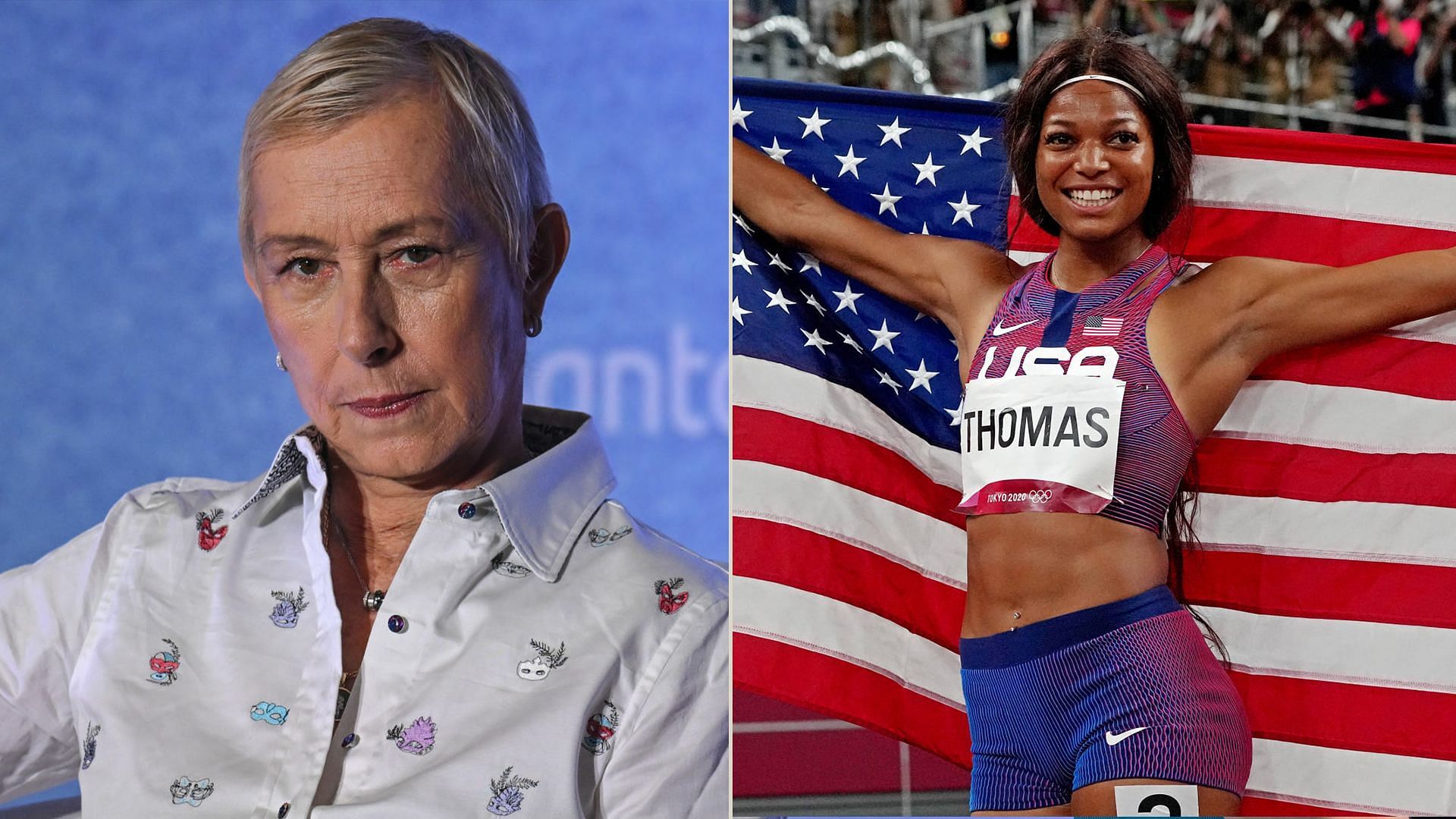 Martina Navratilova (L) and Gabby Thomas (R) (Source: Getty)