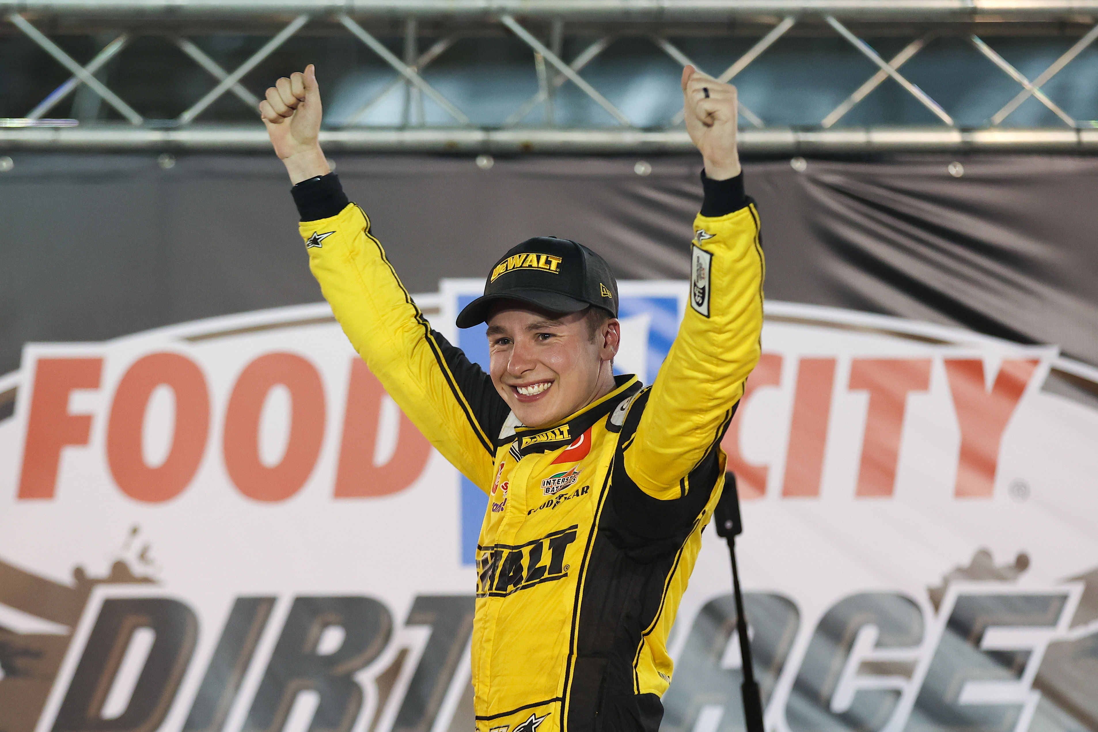 NASCAR Cup Series driver Christopher Bell wins the Food City Dirt Race at the Bristol Motor Speedway Dirt Course. - Source: Imagn