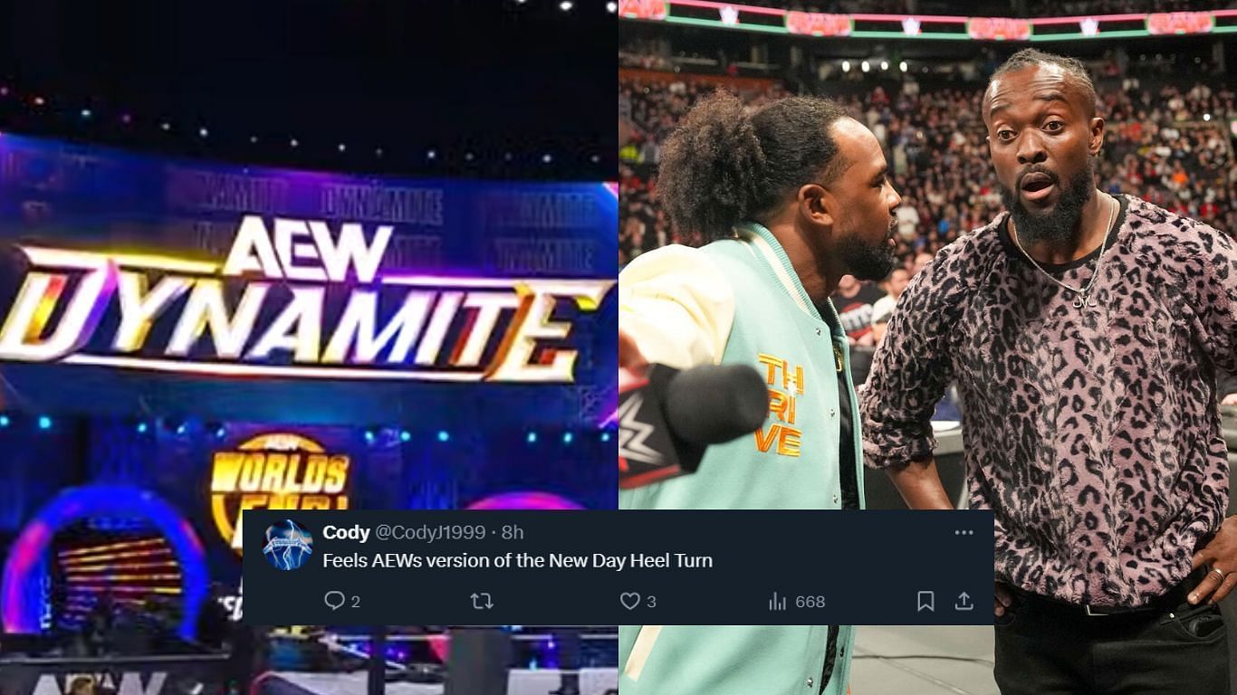 The New Day recently reached 10 years in WWE [image credits: WWE.com, AEW YouTube]