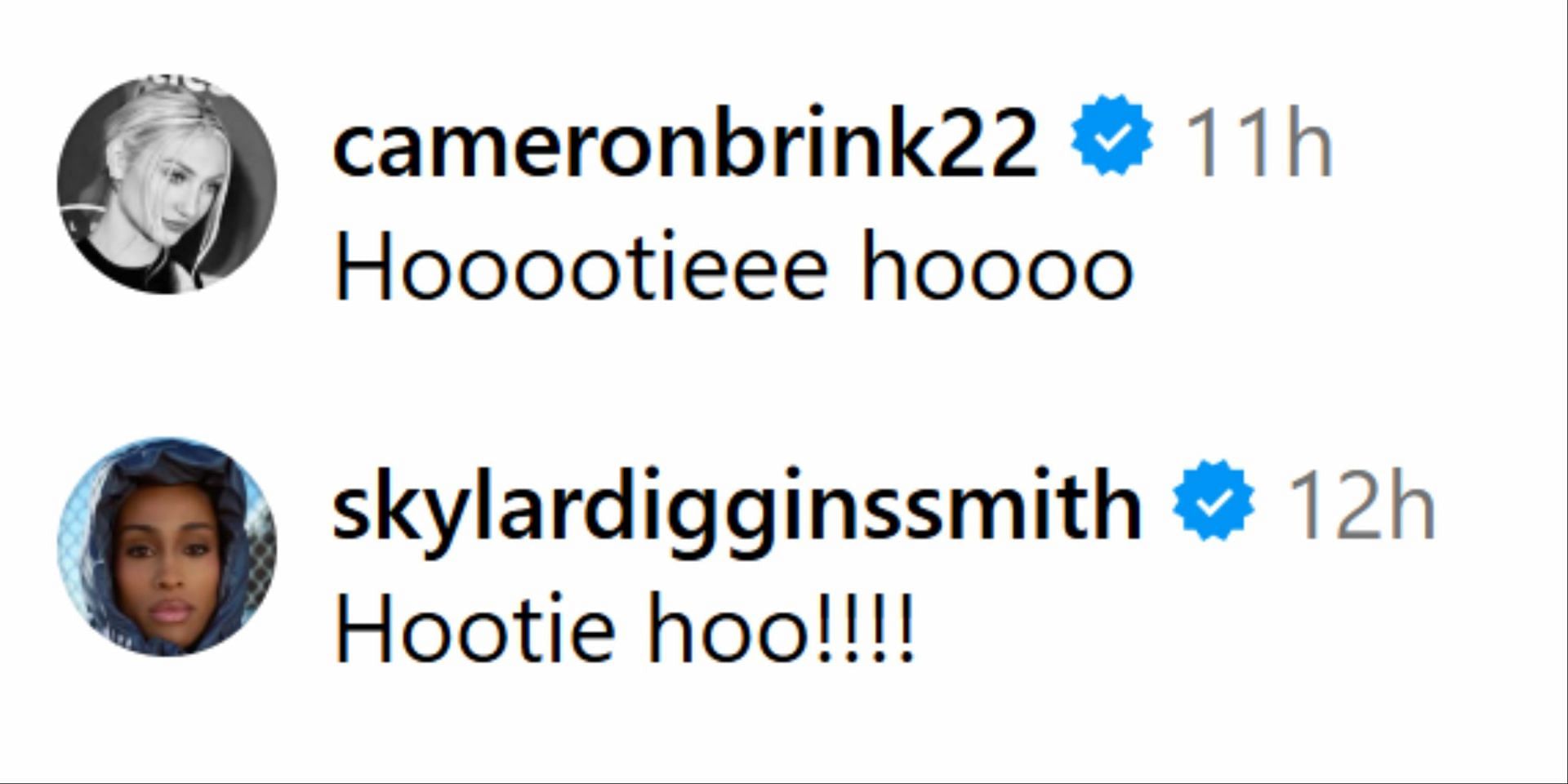 Cameron Brink and Skylar Diggins-Smith react to Napheesa Collier&#039;s IG post. (Photo: Screengrabbed from @napheesa24 on IG)