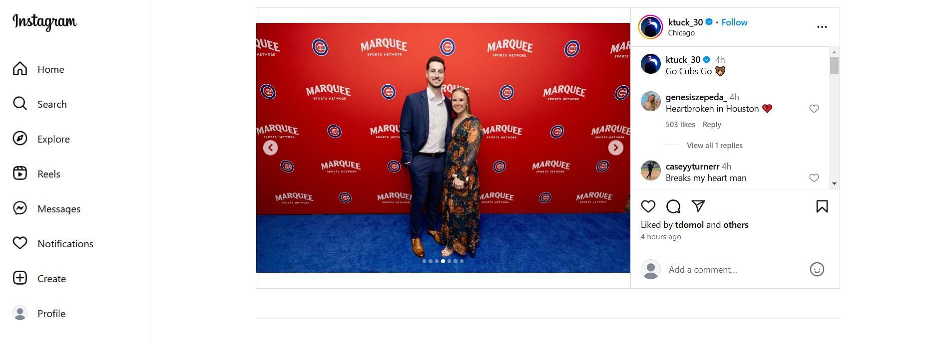 Kyle Tucker &amp; wife Samantha adorably pose together at Cubs Convention - Source: IG