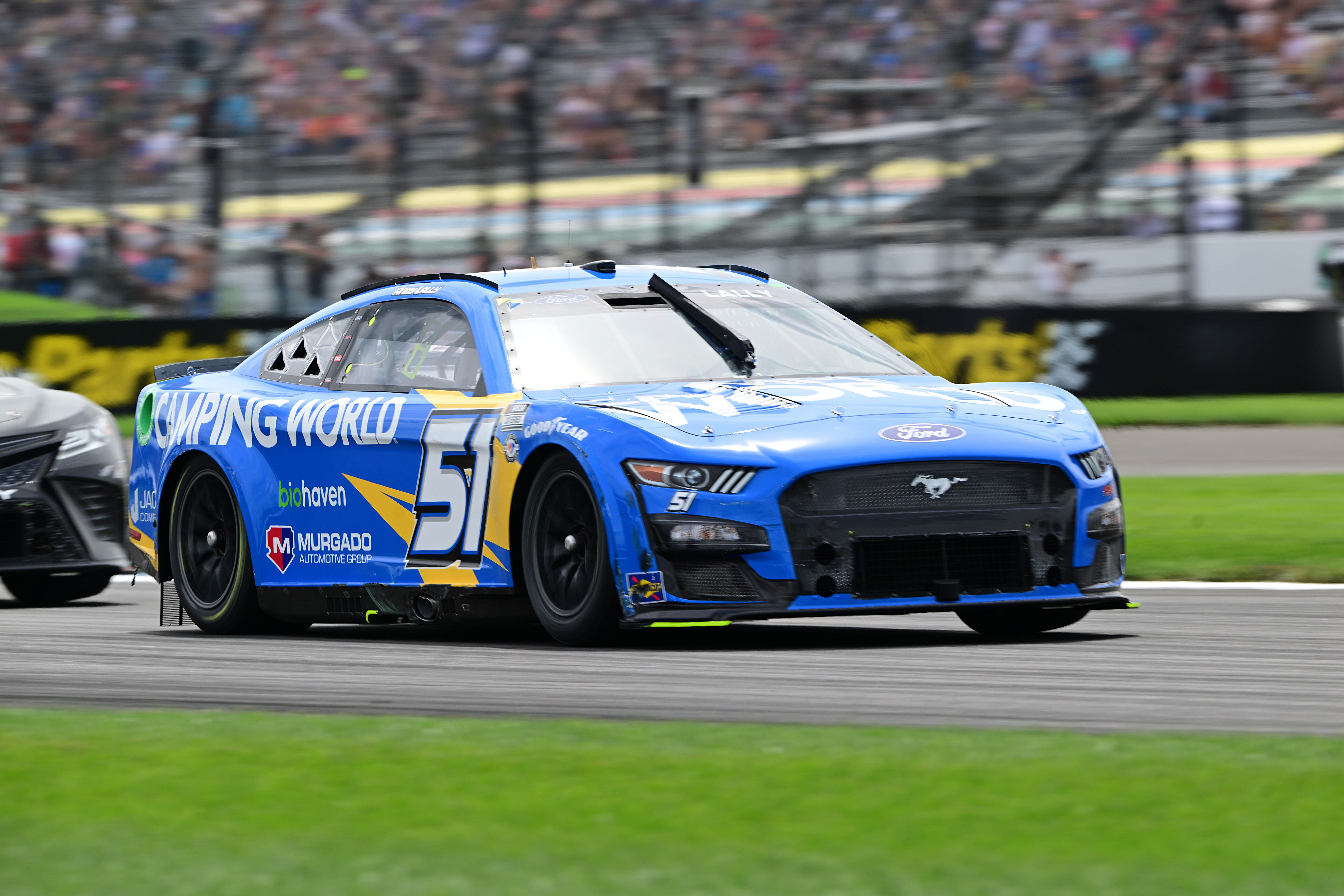 Cody Ware (51) heads into turn 3 during the Verizon 200 at the Indianapolis Motor Speedway Road Course. Mandatory Credit: Marc Lebryk-Imagn Images