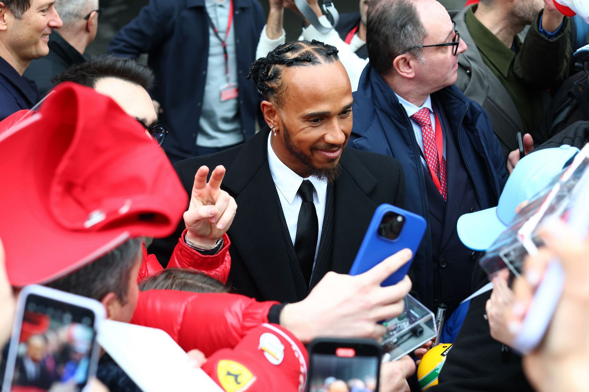 Sir Lewis Hamilton greets fans during his first official days as a Scuderia Ferrari F1 driver- Source: Getty