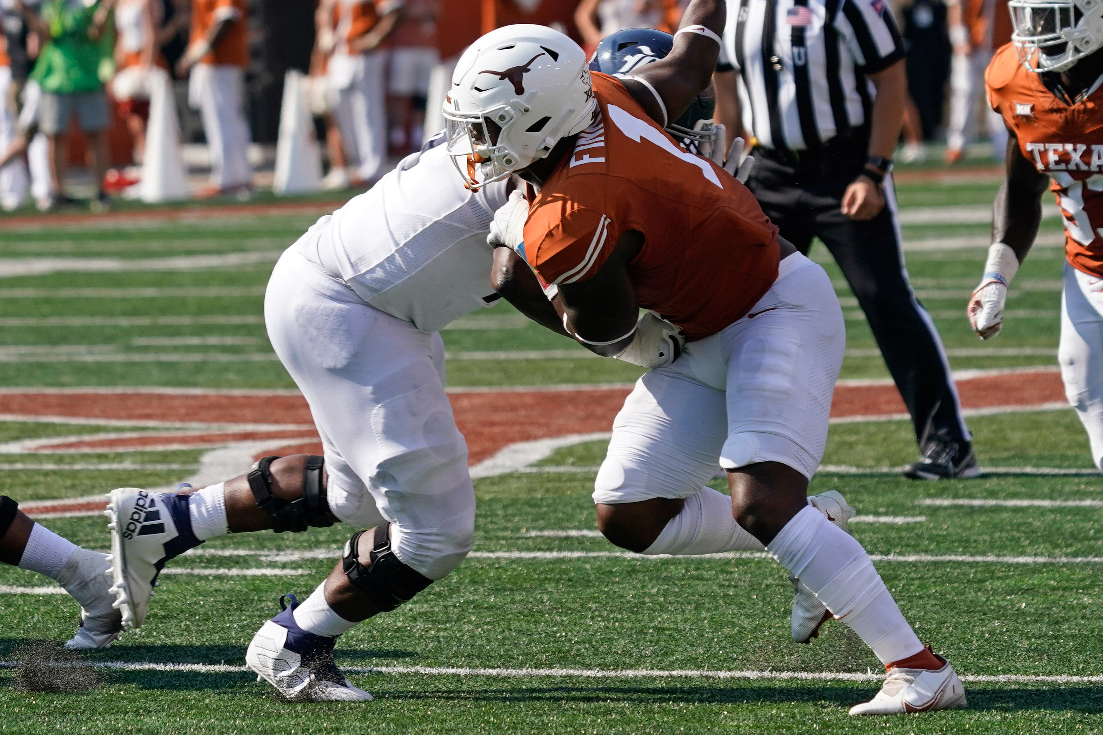 Defensive end Justice Finkley has been another Texas transfer portal casualty. (Photo Credit: IMAGN)