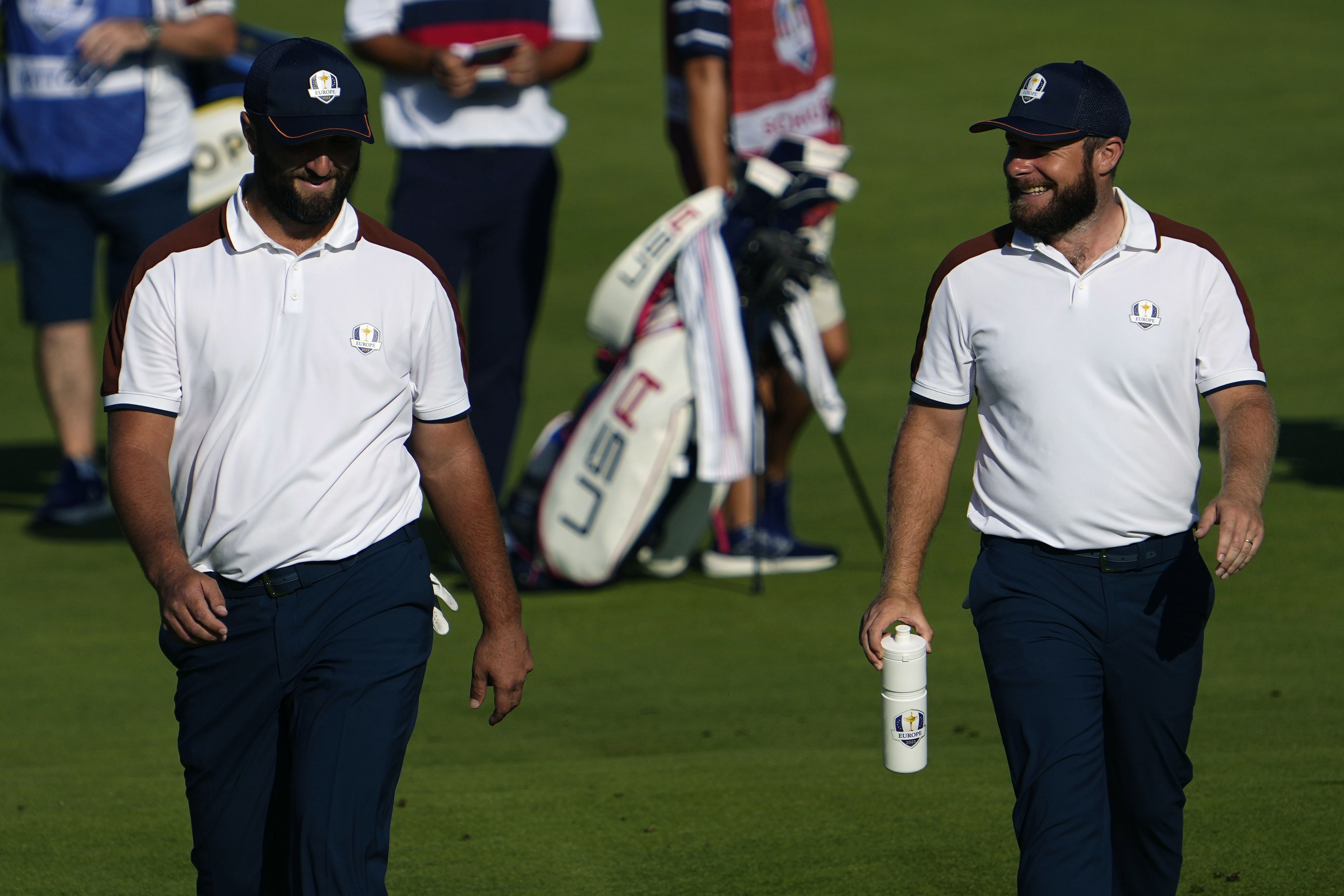 Tyrrell Hatton and Jon Rahm (Image via Imagn).