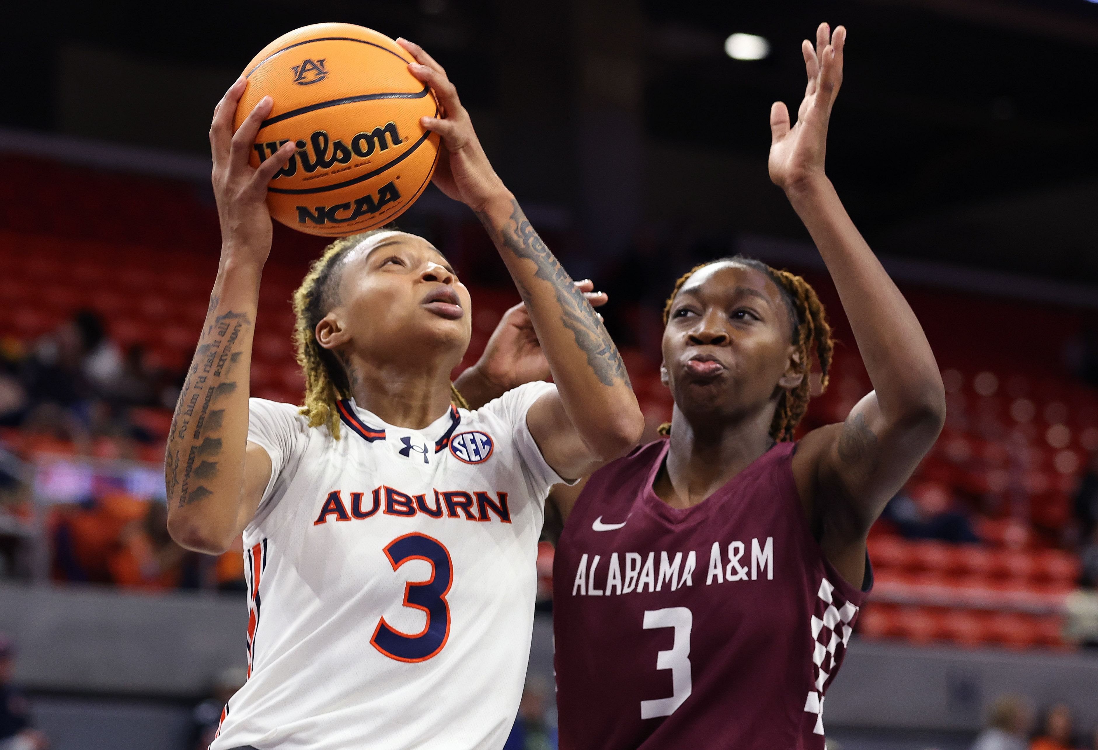 Alabama A&amp;M Lady Bulldogs forward Alisha Wilson (3) in action against Auburn. Photo: Imagn