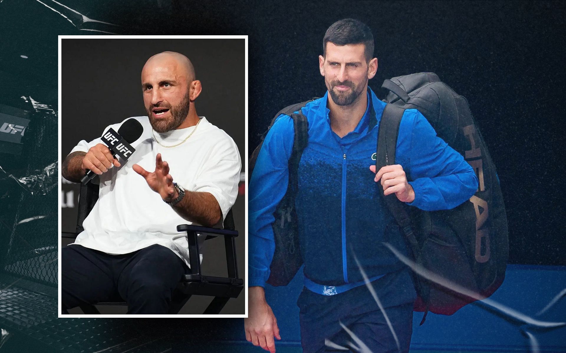 Alexander Volkanovski (inset) has reacted to the controversy involving Novak Djokovic (right). [Images courtesy: Getty Images]