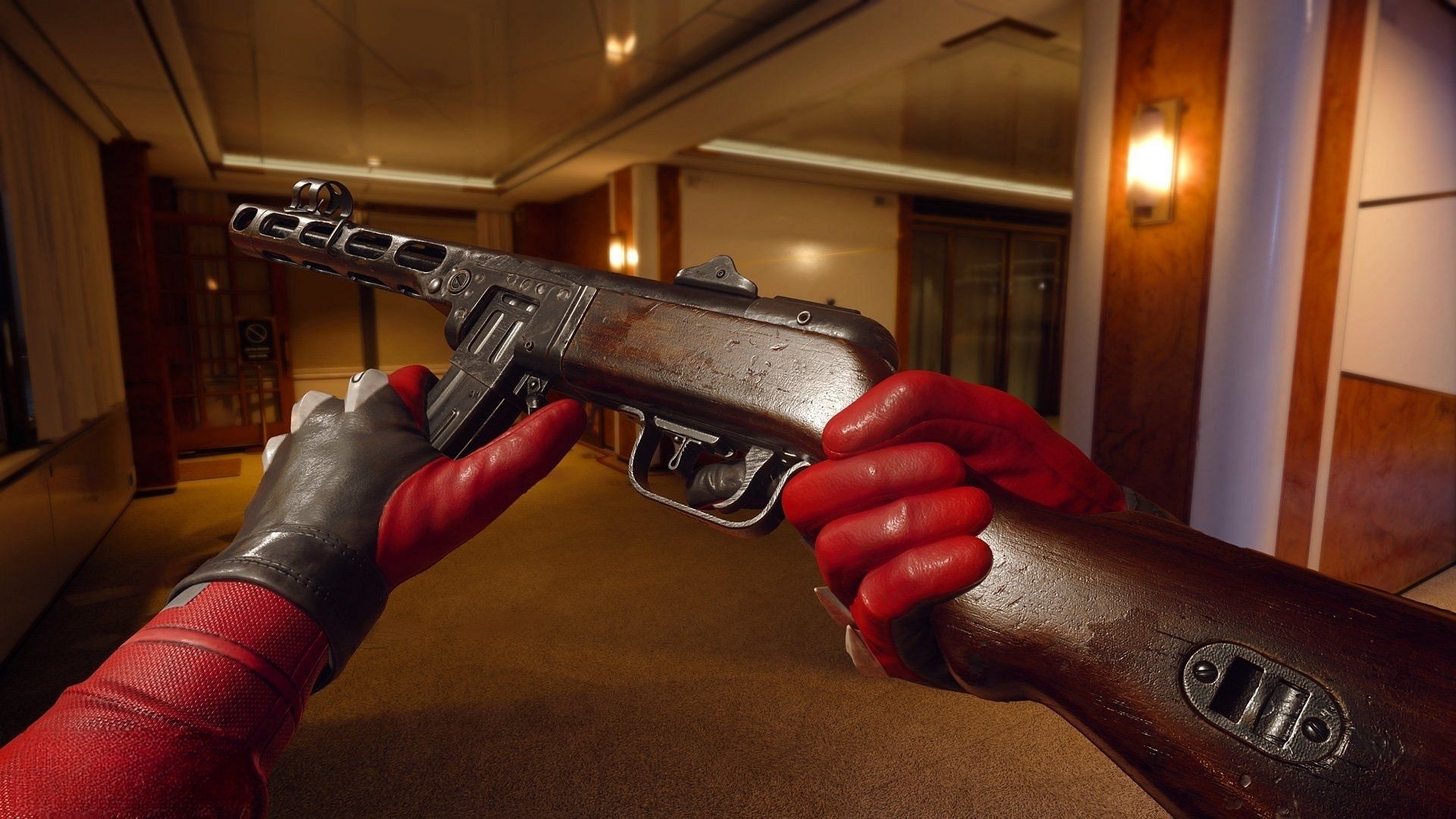 An Operator inspecting the PPSh-41 in Warzone