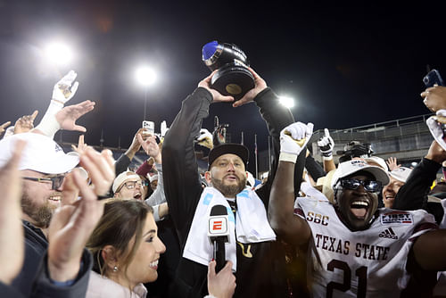 Coach GJ Kinne and Texas State already had significant portal losses this offseason. (Photo Credit: IMAGN)