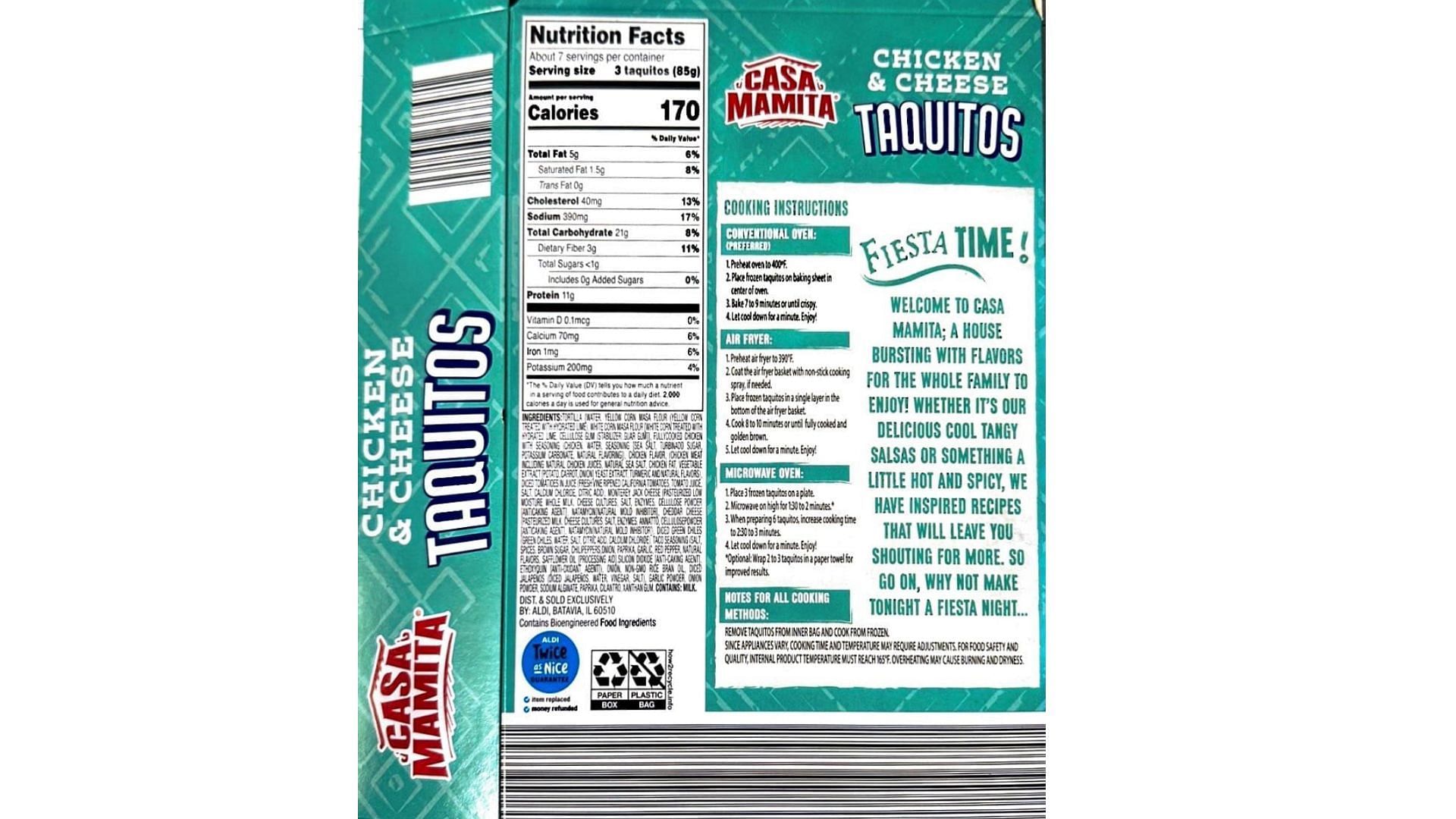 Product label available on the USDA&rsquo;s official website (Image via USDA)