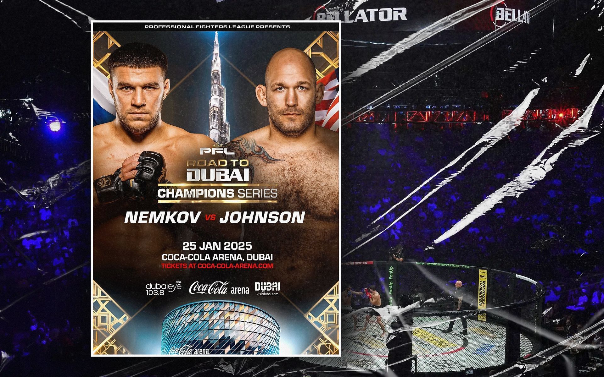 Vadim Nemkov vs. Timothy Johnson fight highlights. [Images courtesy: @bellatormma via Instagram]]