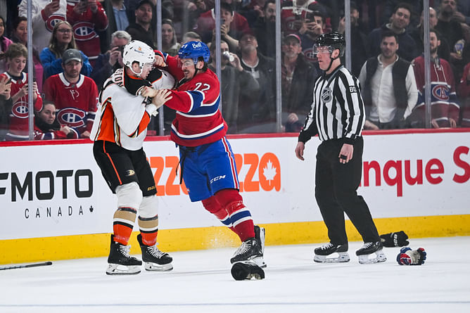 Watch: Arber Xhekaj takes down Pat Maroon with a flurry of left-hand punches