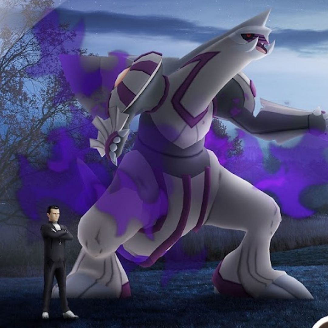 Giovanni and Shadow Palkia in Pokemon GO (Image via TPC)