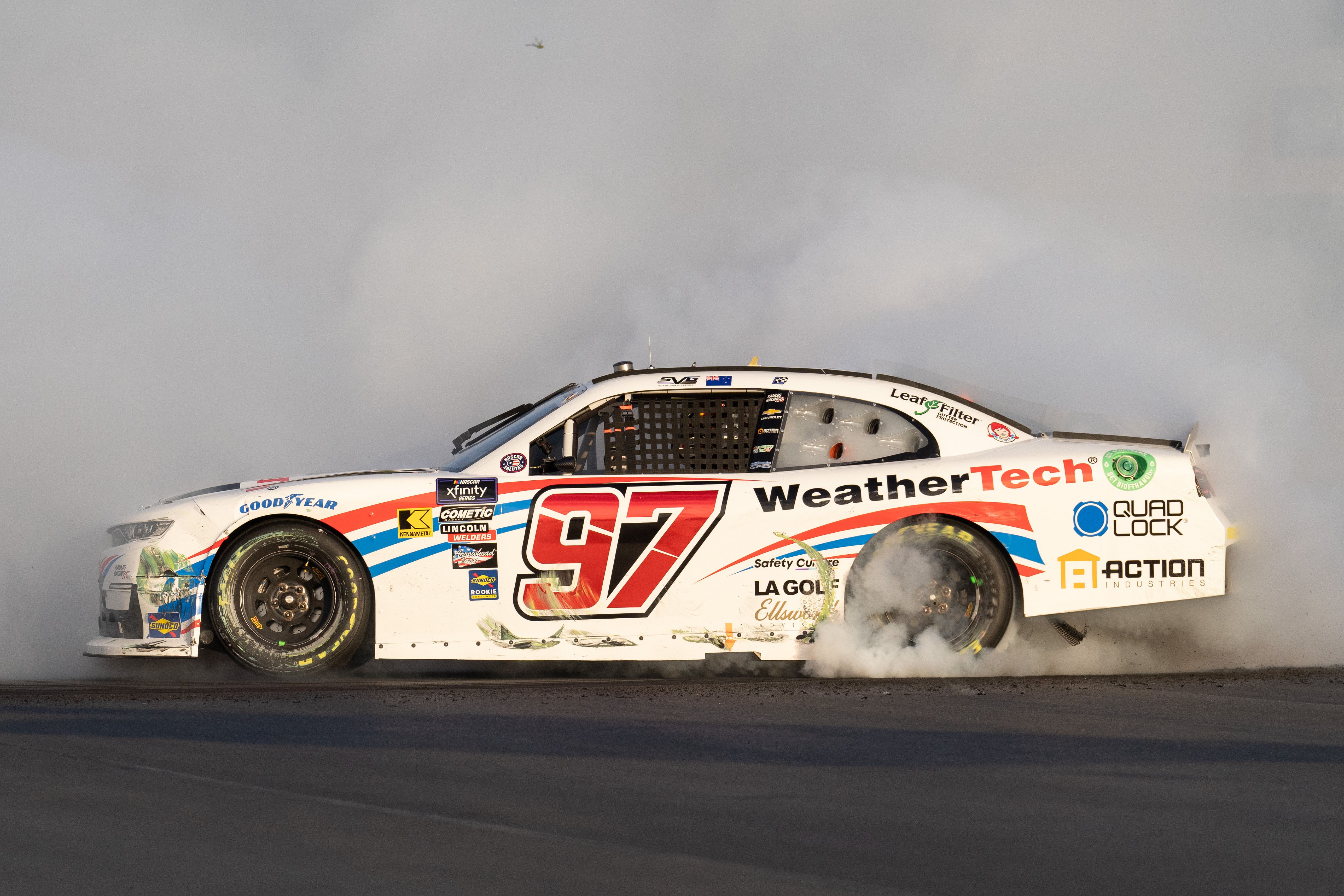 an Gisbergen (97) performs a burnout after winning the NASCAR Xfinity Sonoma 250 at Sonoma Raceway  - Source: Imagn