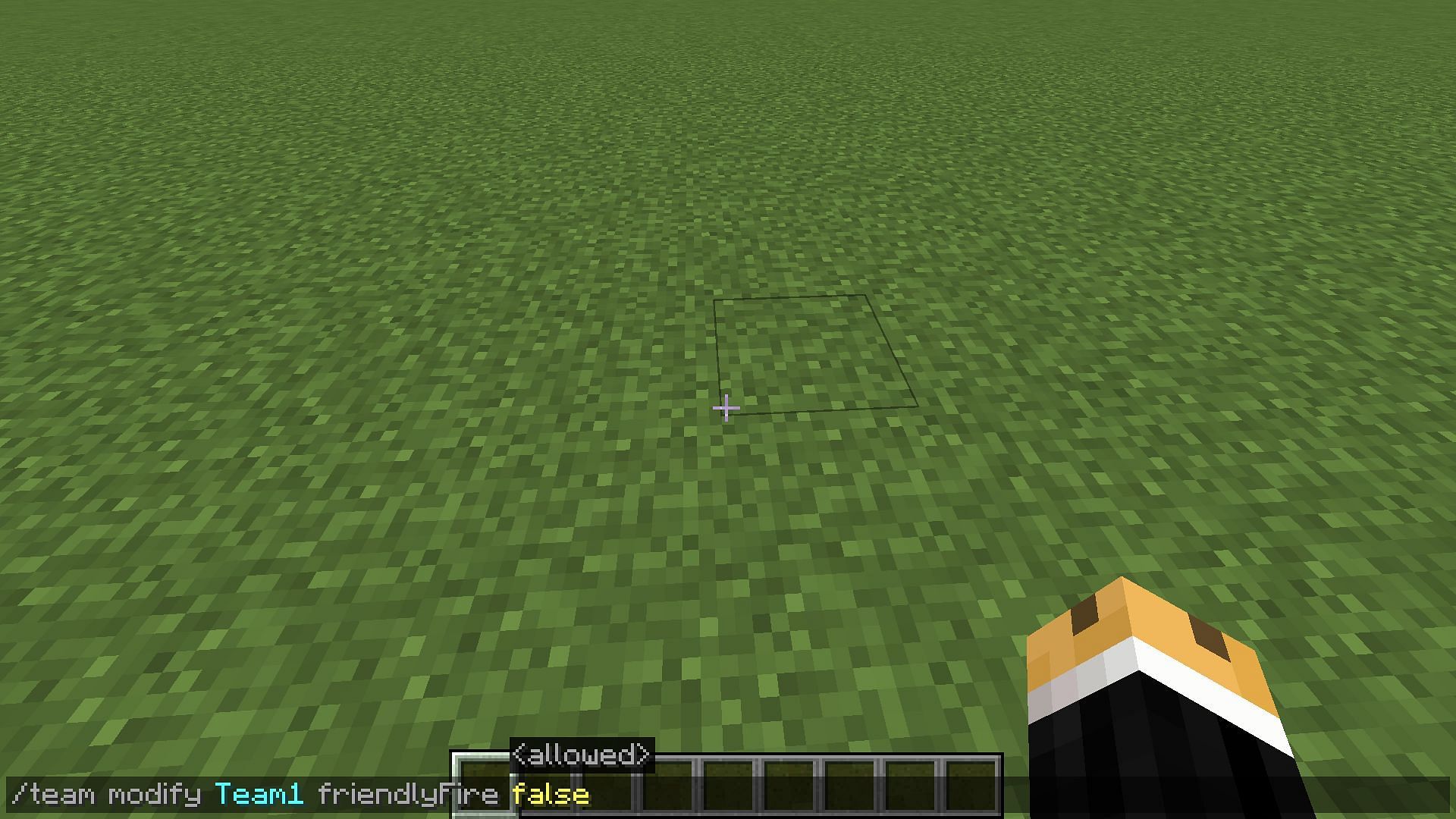 Command for turning off friendly fire in Minecraft (Image via Mojang Studios)