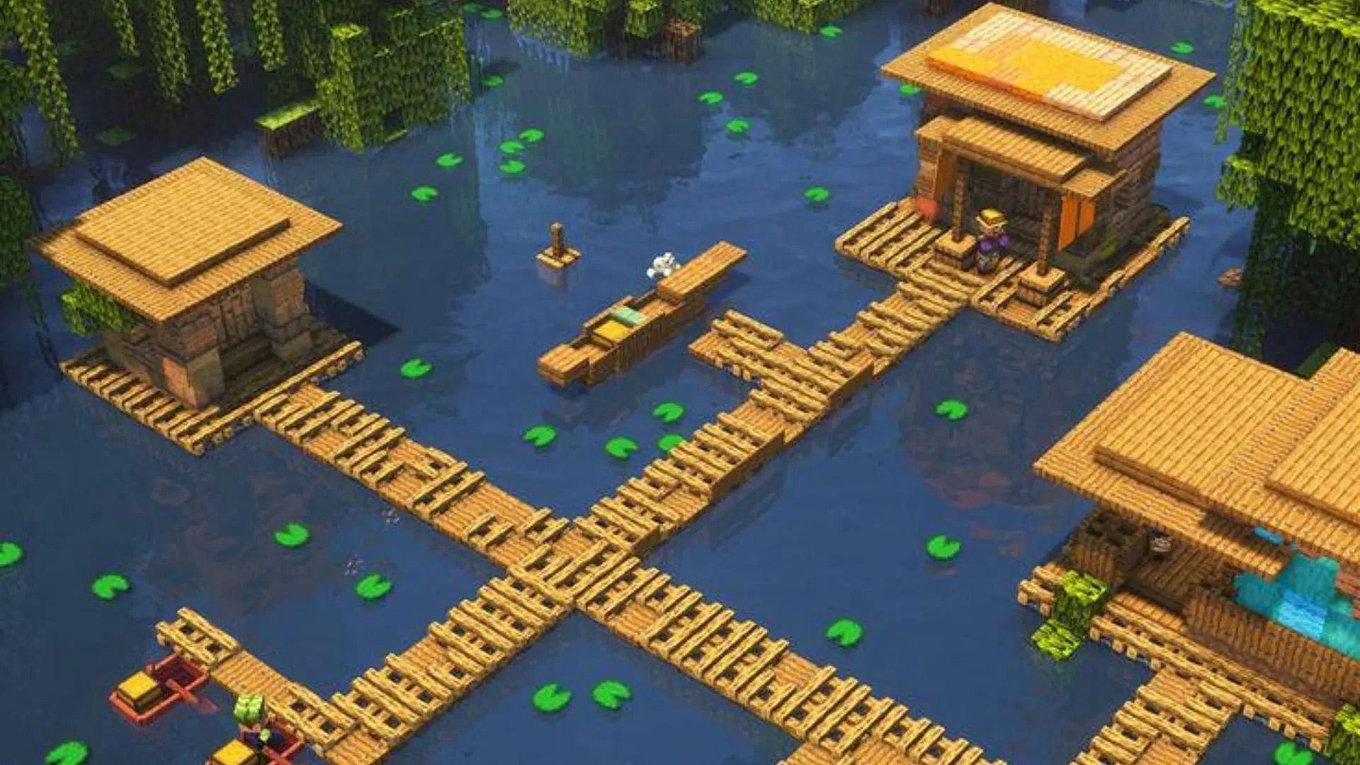 The floating village idea in Minecraft (Image via Mojang Studios || Reddit/palee_pink)