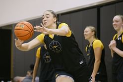 Jada Gyamfi drops 3-word reaction to passionate snap with Iowa teammate AJ Ediger from Lisa Bluder’s special day