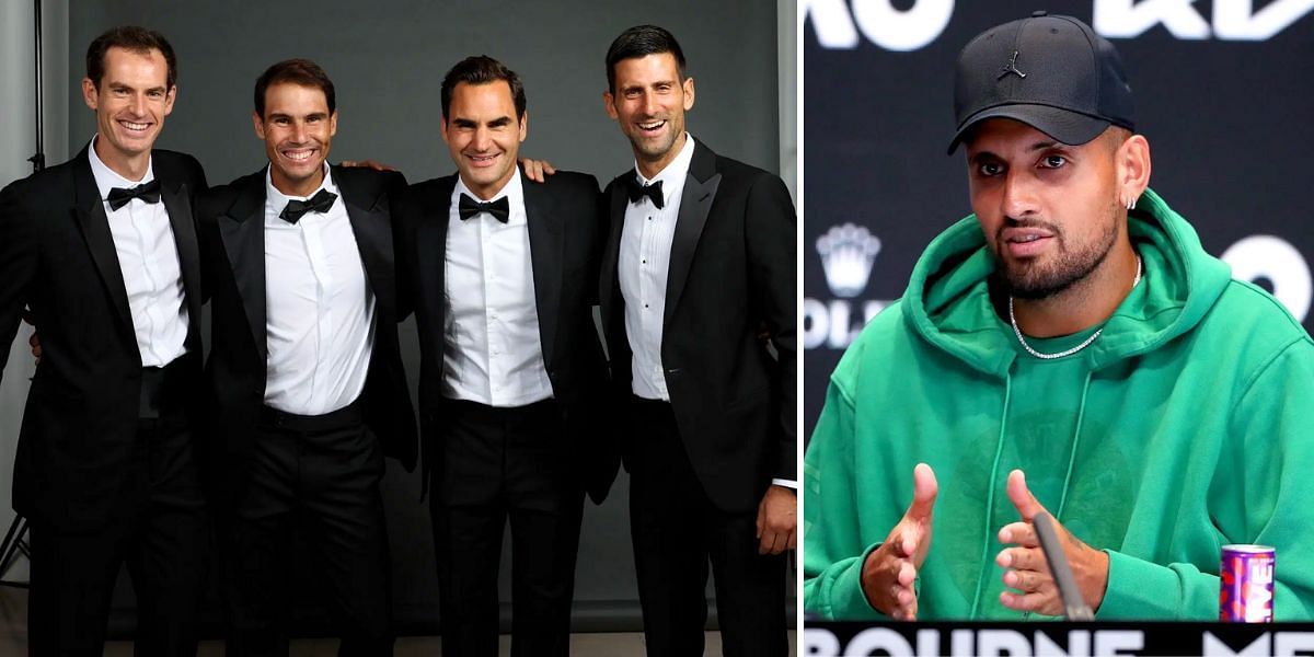 Andy Murray, Rafael Nadal, Roger Federer and Novak Djokovic (L); Nick Kyrgios (R) (Image Source: Getty)