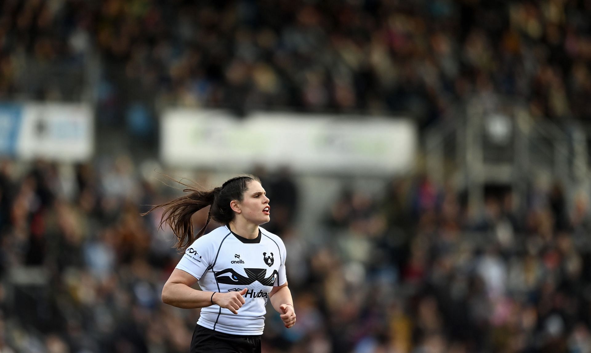 Maher during the Exeter Chiefs vs Bristol Bears game at the Sandy Arena on Sunday (Image via: Getty Images)